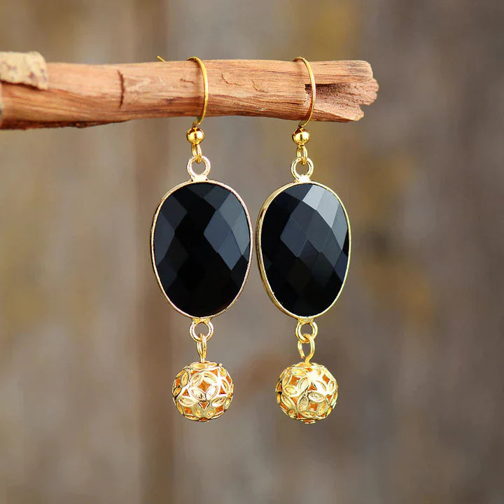 FORCE GRANDIOSE EARRINGS IN BLACK AGATE