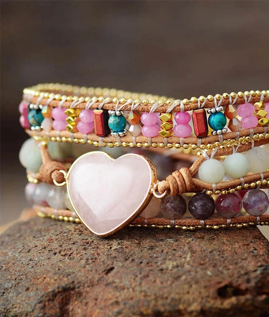 PULSERA DIVINA SERENIDAD: CUARZO ROSA, TURMALINA Y AMAZONITA