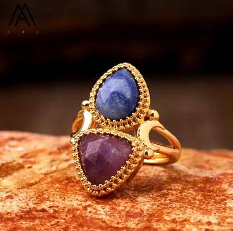 ANILLO DE CÓCTEL BRILLANTE AMATISTA Y APATITA