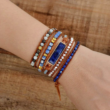 BOHO MAYA: PULSERA ENERGÉTICA EN SODALITA, HEMATITA, ÁGATA Y JASPE