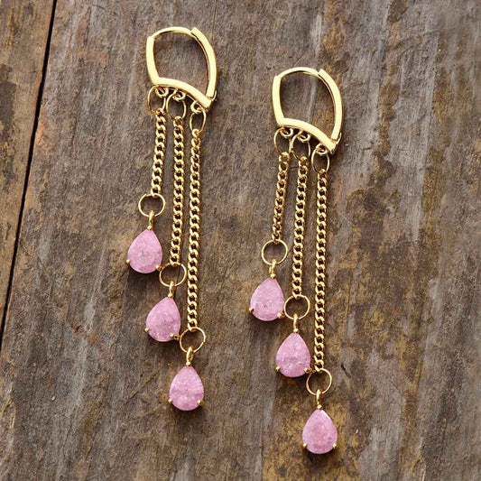 PENDIENTES SPARKLE OF LOVE EN CUARZO ROSA