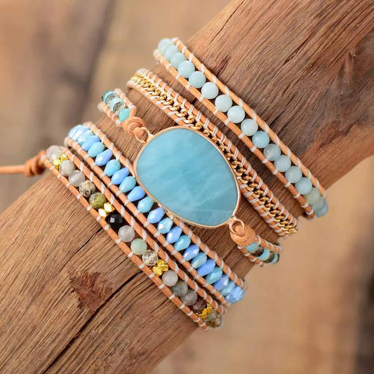 PULSERA MAYA BOHO EN AMAZONITA: ARMONÍA Y ESTILO NATURAL