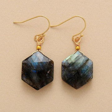 PENDIENTES PIEDRA PROTECTORA HEXAGONAL